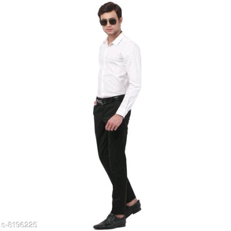 Mens Black Slim Fit Dress Pants Fly Front No Pleats - Tuxedos Online